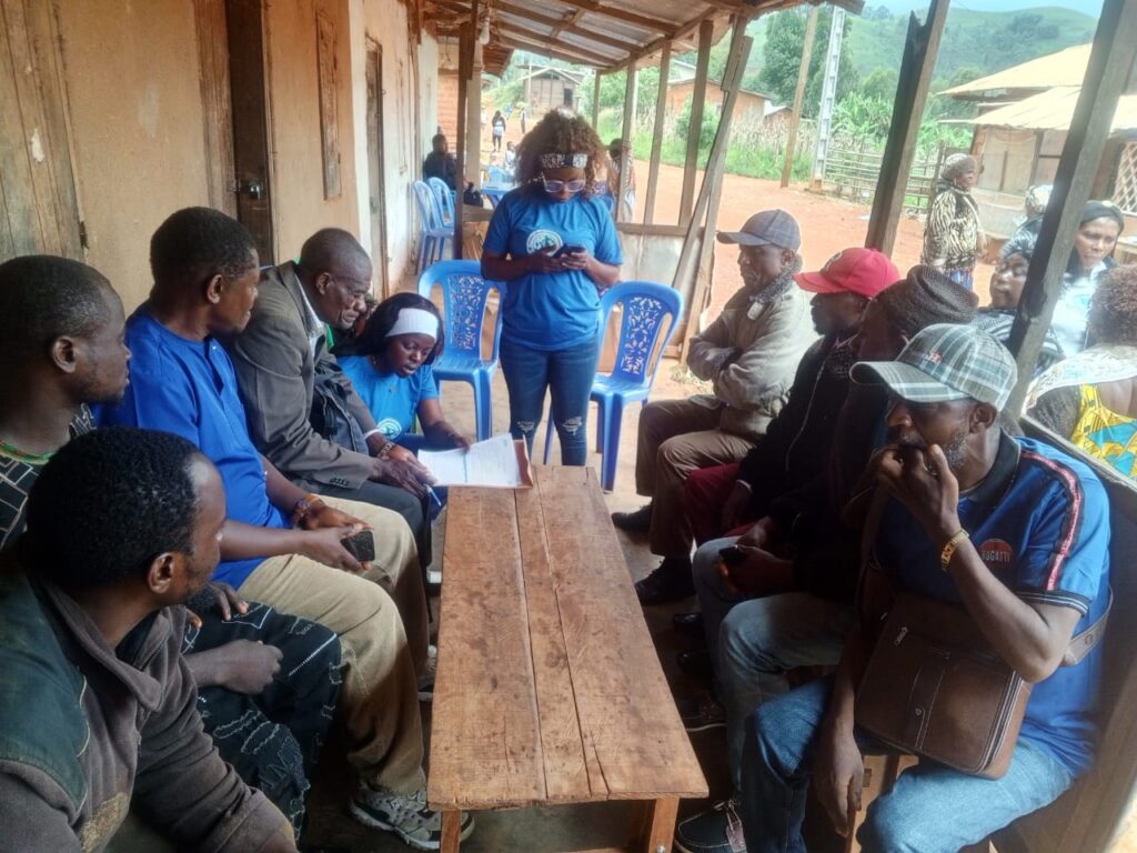 Group discussion with men of Njong Village during the UNIMAC humanitarian needs assessment