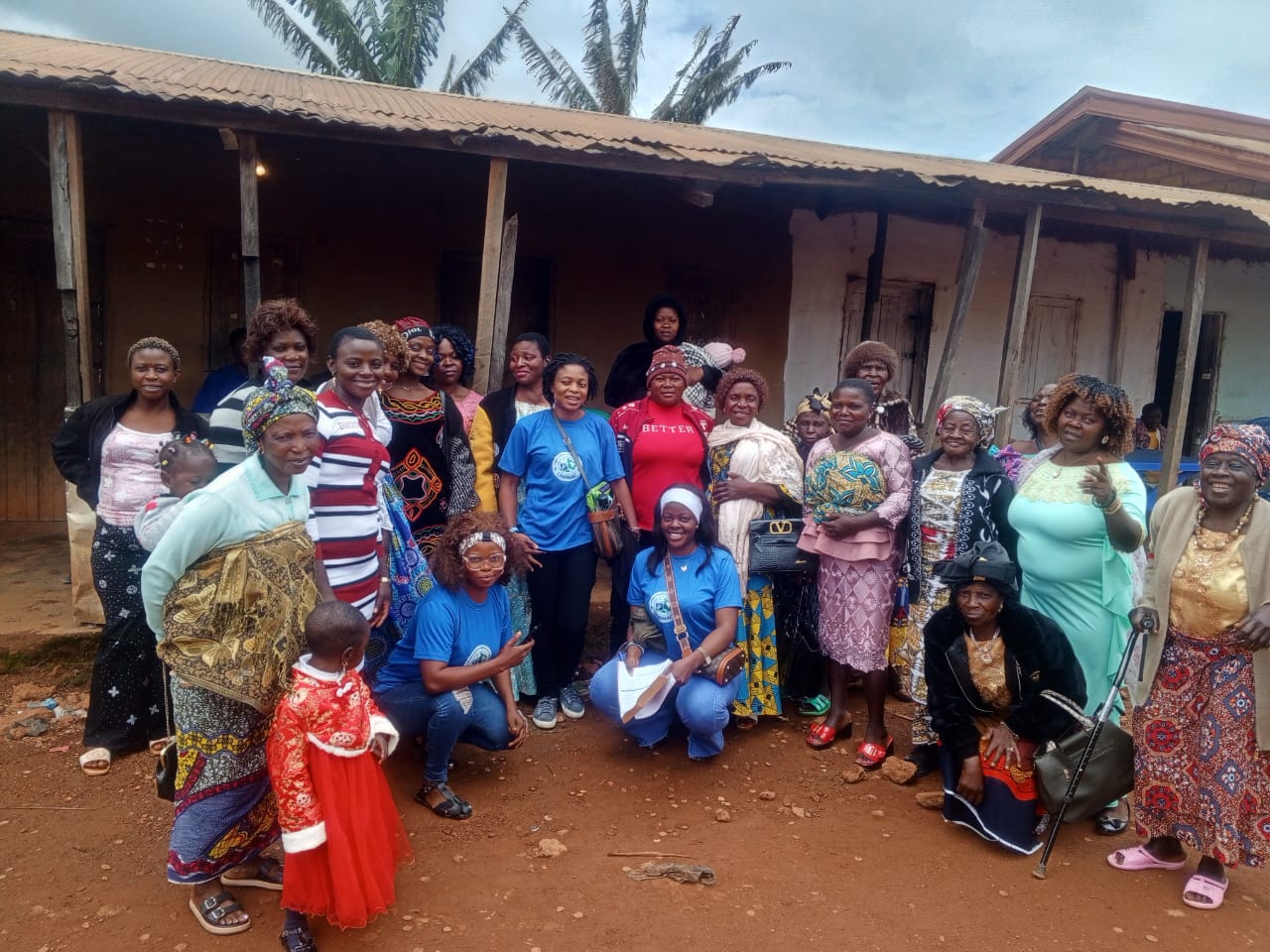 Women of Njong Village with the UNIMAC team after a needs assessment group discussion